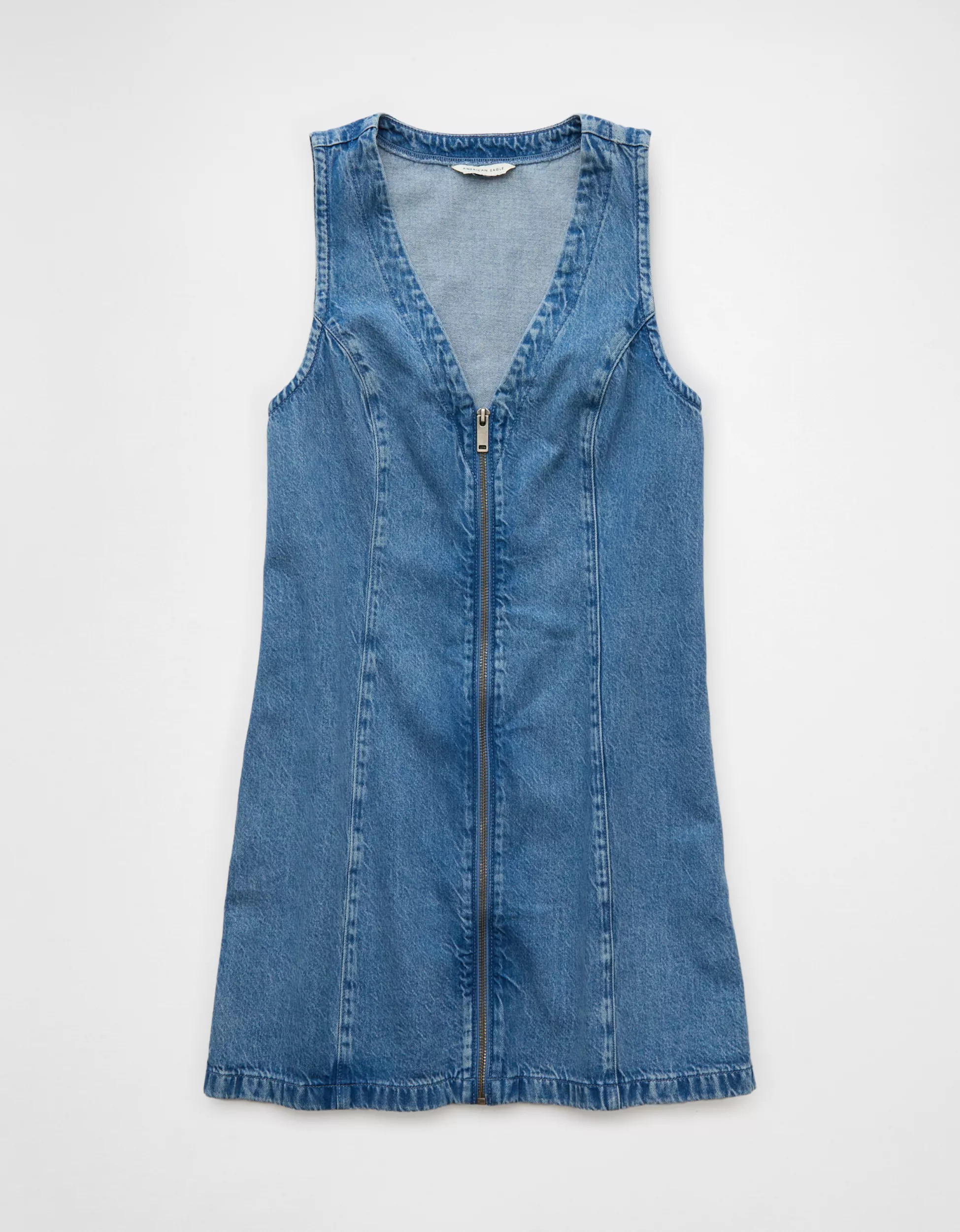 AE Zip-Up Denim Mini Dress | American Eagle Outfitters (US & CA)