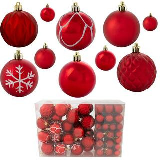 Winter Wonderland 100-Piece Red Assorted Ornament Set | The Home Depot