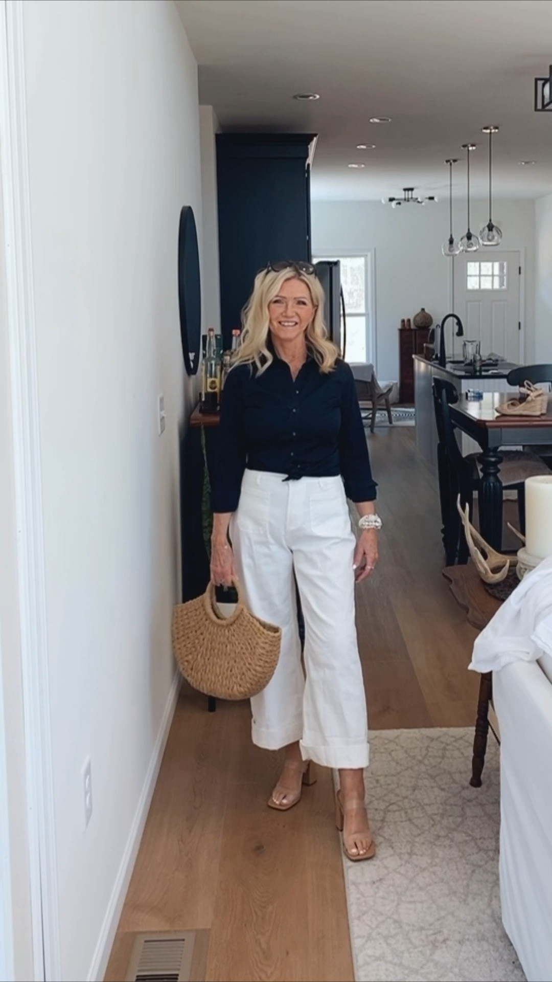 Black & White - Button Up Shirt styled with White Wide Leg pants. Runs TTS 

#LTKPetite #LTKSaleAlert #LTKStyleTip