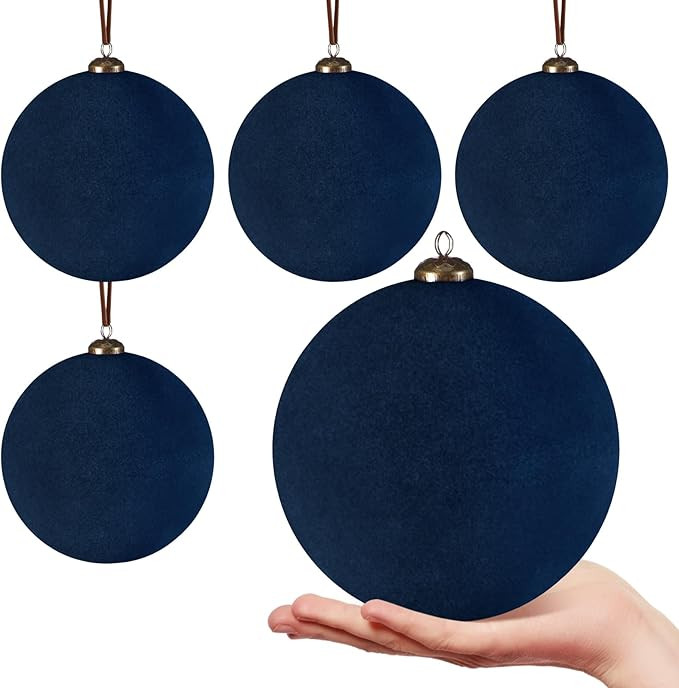 4 Pcs Large Velvet Christmas Balls 6 Inch Christmas Tree Decorations Xmas Ornaments Balls for Fam... | Amazon (US)