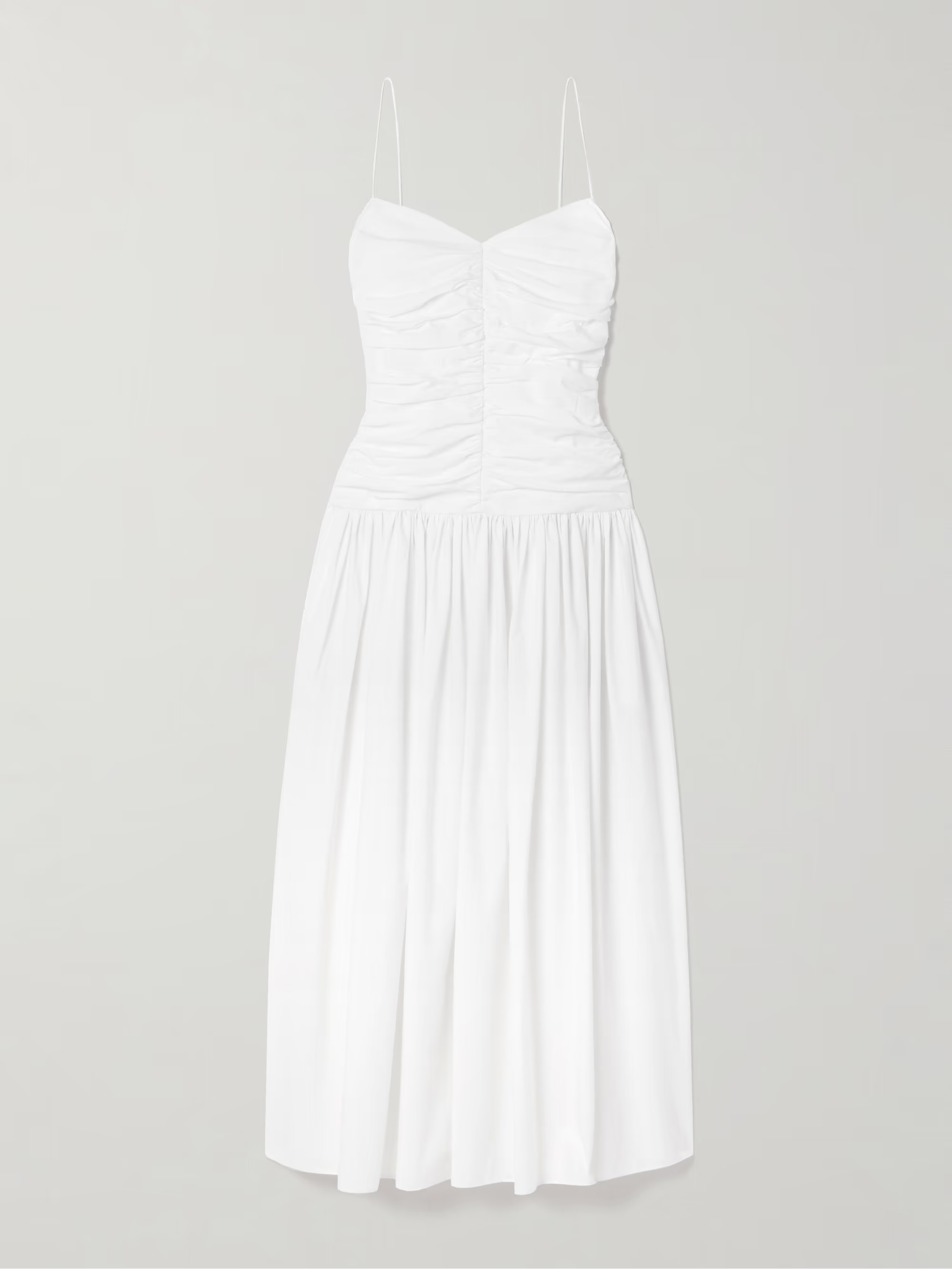 + NET SUSTAIN gathered organic cotton midi dress | NET-A-PORTER (UK & EU)