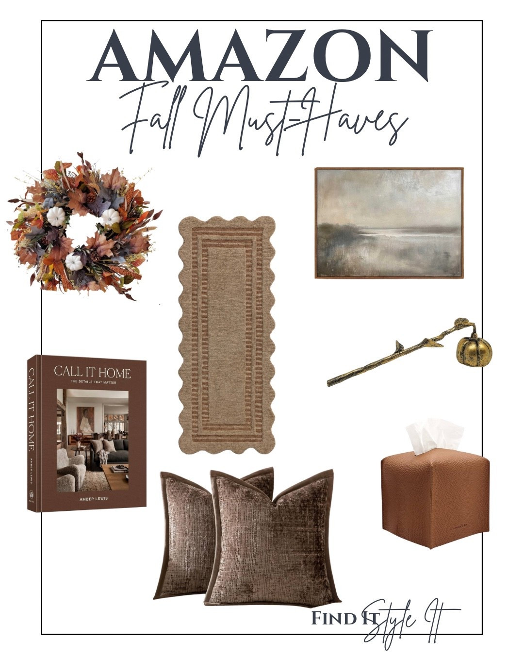 My Amazon top picks for cozy fall vibes. How cute is this pumpkin candle snuffer!! And the Chris Loves Julia x Loloi runner adds so much charm and character  