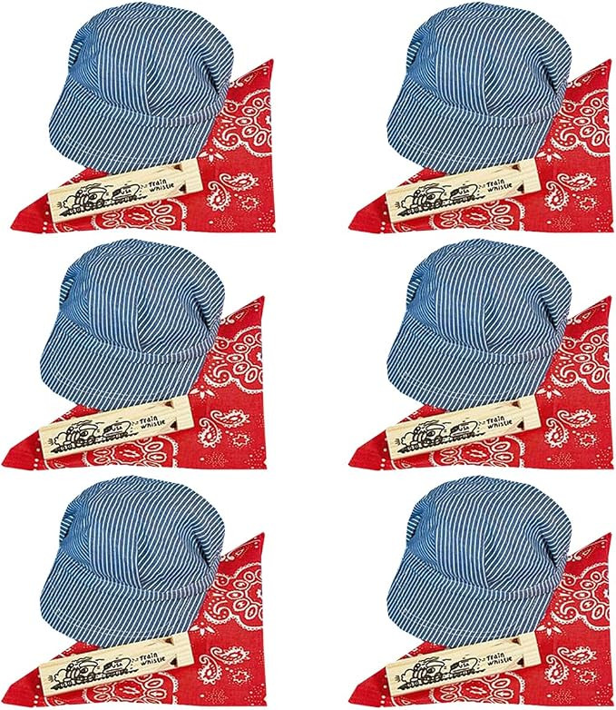Funny Party Hats Train Conductor Dress Up Set - Hat, Whistle, and Bandana (6 per Package) | Amazon (US)