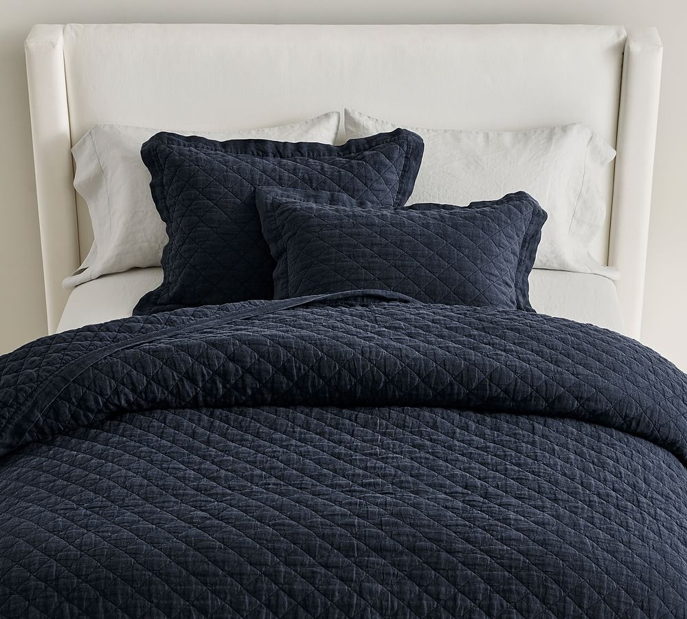 Belgian Flax Linen Diamond Quilt | Pottery Barn (US)