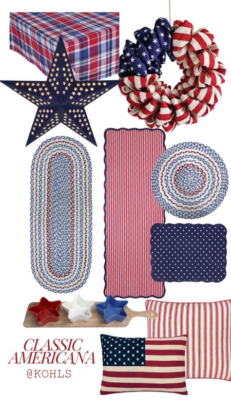 $10 off $25 at Kohls with code TAKE10 

Classic Americana at Kohls 

Memorial Day July 4 Home Decor Red White & Blue 

#LTKParties #LTKHome #LTKFindsUnder50