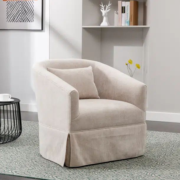 Charitini Big Removable Wide Full Back Fabric Upholstered Swivel Armchair | Wayfair North America