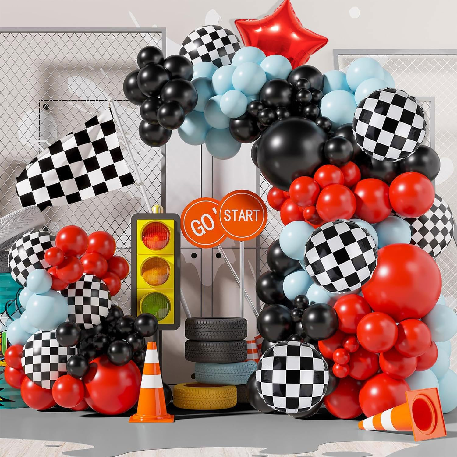 Checkered Balloons Checkered Flag Balloons 18 Inch, Black and White Checkered Balloons Race Car Balloons for Racing Birthday Themed Party Decoration 8 Pcs | Amazon (US)