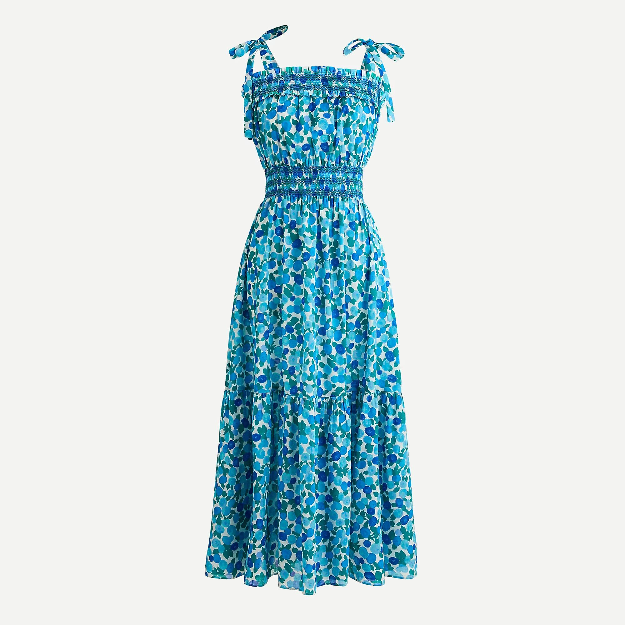 Smocked midi dress in blueberry floral | J.Crew US
