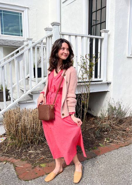 Talking about all my coral favorites on Brittanyamonroe.com today. Love this bold coral hue with the light pink cardigan & the raffia & leather crossbody. I wore this to a baby shower but it would be cute for work, too!

#LTKSeasonal #LTKstyletip #LTKworkwear