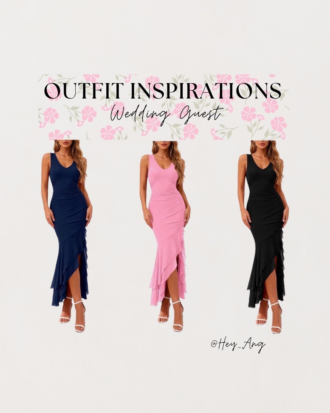 Wedding Guest outfit Inspo. I love the ruffle detail on this dress. I like the slit too. This would be a great dress for tall women. Comes in other colors. 

#LTKTall #LTKWedding