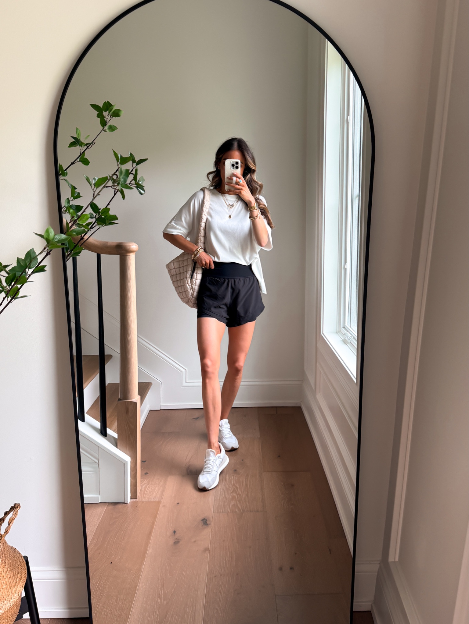 Wearing small shirt and shorts

#LTKfitnessgoals #LTKMothersDay #LTKmomlife