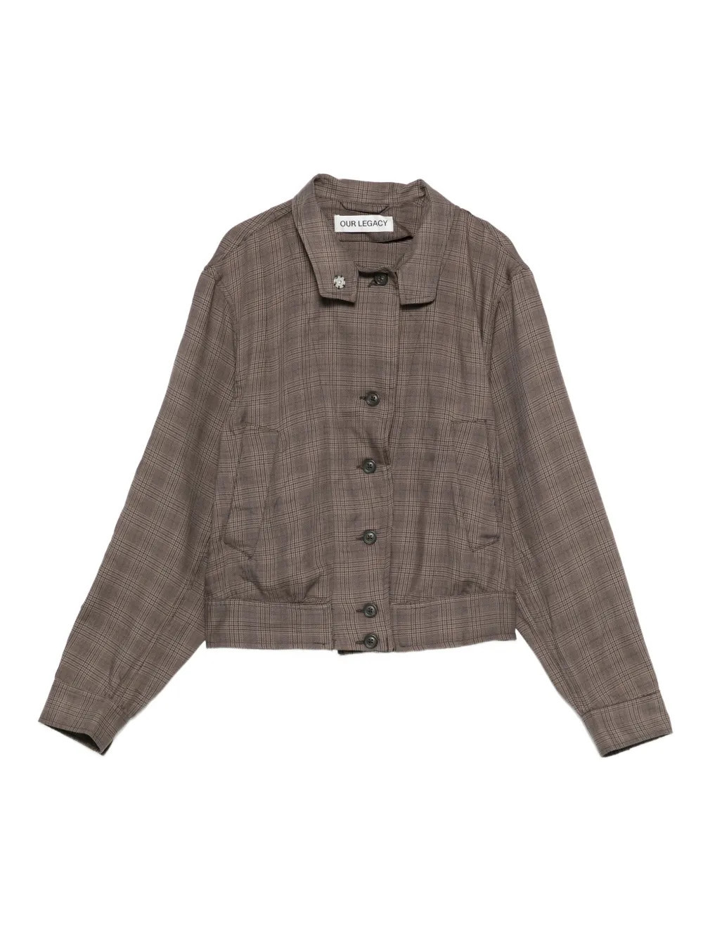 OUR LEGACY checked button-up bomber jacket - Brown | Farfetch Global