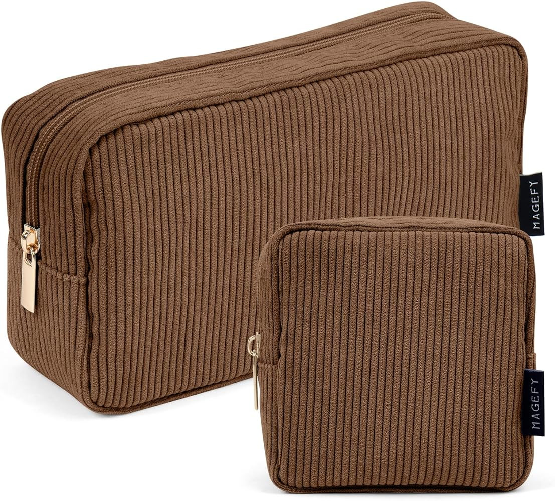 MAGEFY Small Makeup Bag for Purse Mini Cosmetics Bag Corduroy Cute Cosmetic Pouch for Women with ... | Amazon (US)