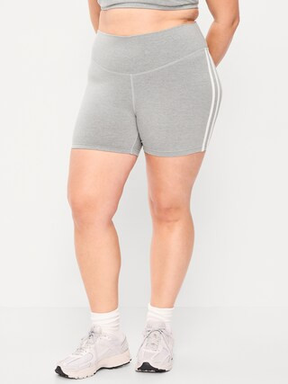 High-Waisted PowerChill Side-Stripe Biker Shorts -- 5-inch inseam | Old Navy (US)