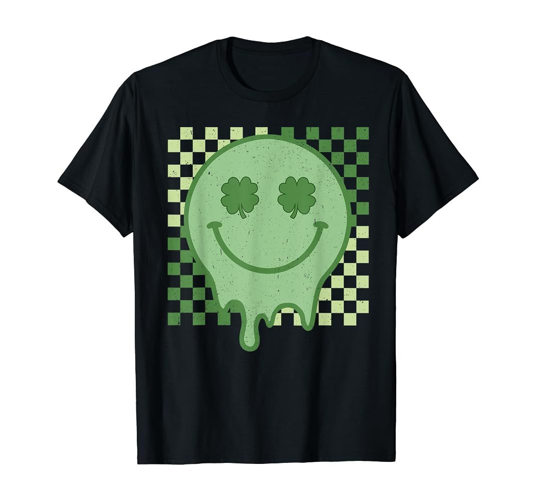 Retro Groovy Shamrock Smile Face St Patricks Day Hippie T-Shirt | Amazon (US)