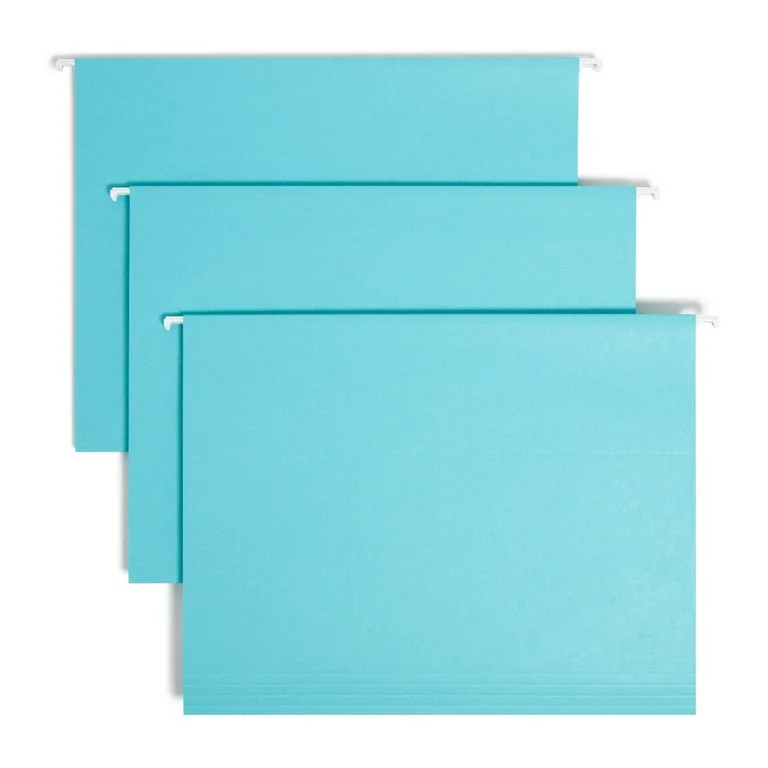 Smead 64058 Hanging File Folders, 1/5 Tab, 11 Point Stock, Letter, Aqua, 25/Box | Walmart (US)