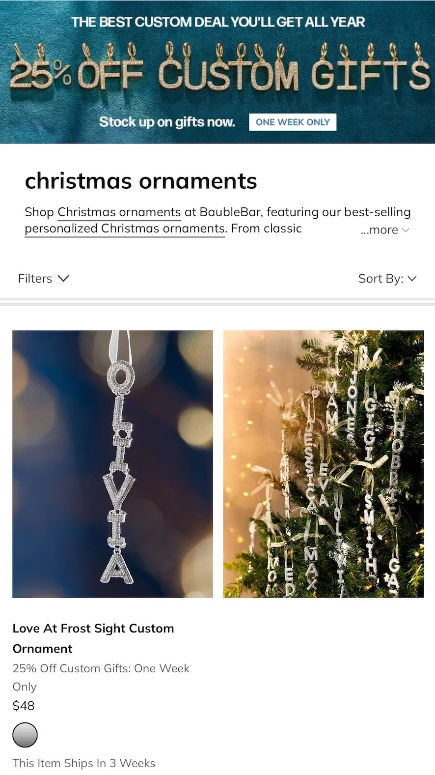 BAUBLEBAR 25% off custom Christmas ornaments. Thoughtful and personal gifts for her. Christmas on sale 

#LTKGiftGuide #LTKHoliday #LTKSaleAlert