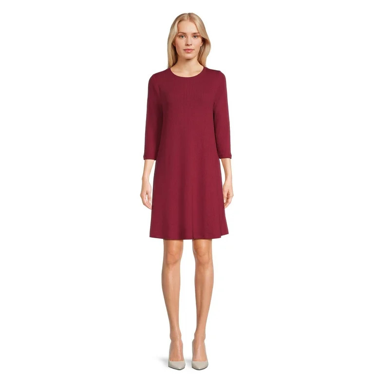 Time and Tru Women's Ribbed Knit Dress with Pockets, Sizes S-XXXL - Walmart.com | Walmart (US)
