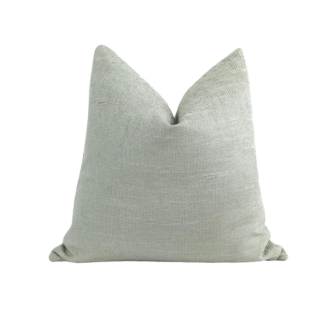 Sage Woven Pillow Case, Double Sided Woven Pillow Cover, Sage Pillow Cover, Muted Green Pillow Ca... | Etsy (US)