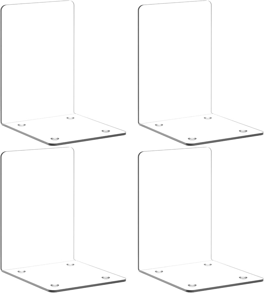 VFINE Bookends 2 Pairs, Acrylic Book End Clear Bookends for Shelves Decorative Bookend Non-Skid B... | Amazon (US)