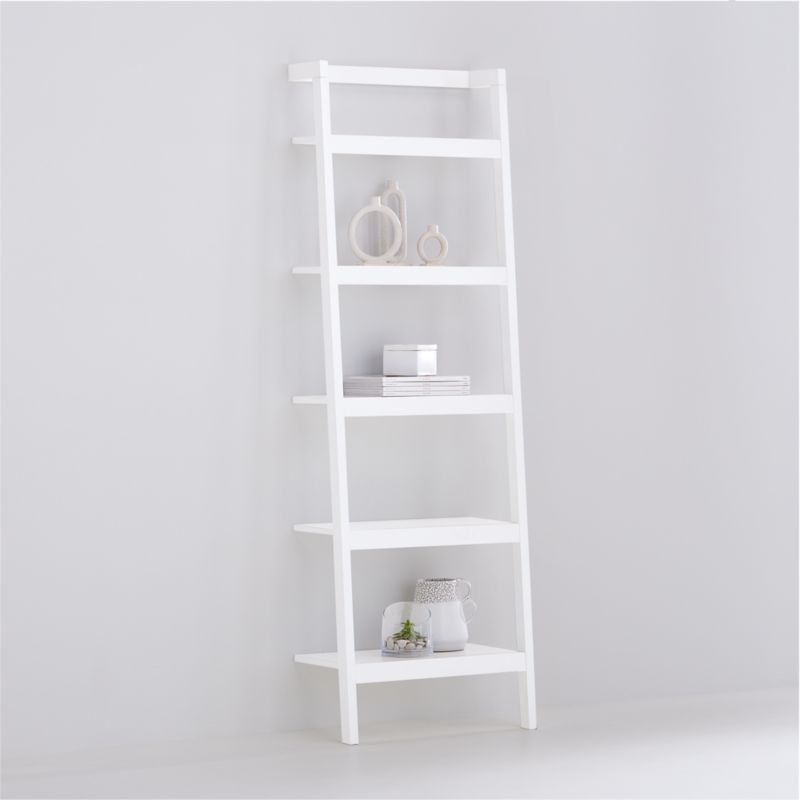 Sawyer White Leaning 24.5" Bookcase + Reviews | Crate & Barrel | Crate & Barrel