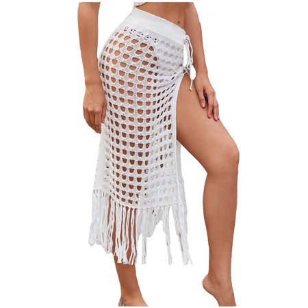 TZNBGO Women Solid Swimsuit Bohemian Hollow Weave Tassels Cover Up Bikini Swimwear Beach Cover-Ups W | Walmart (US)