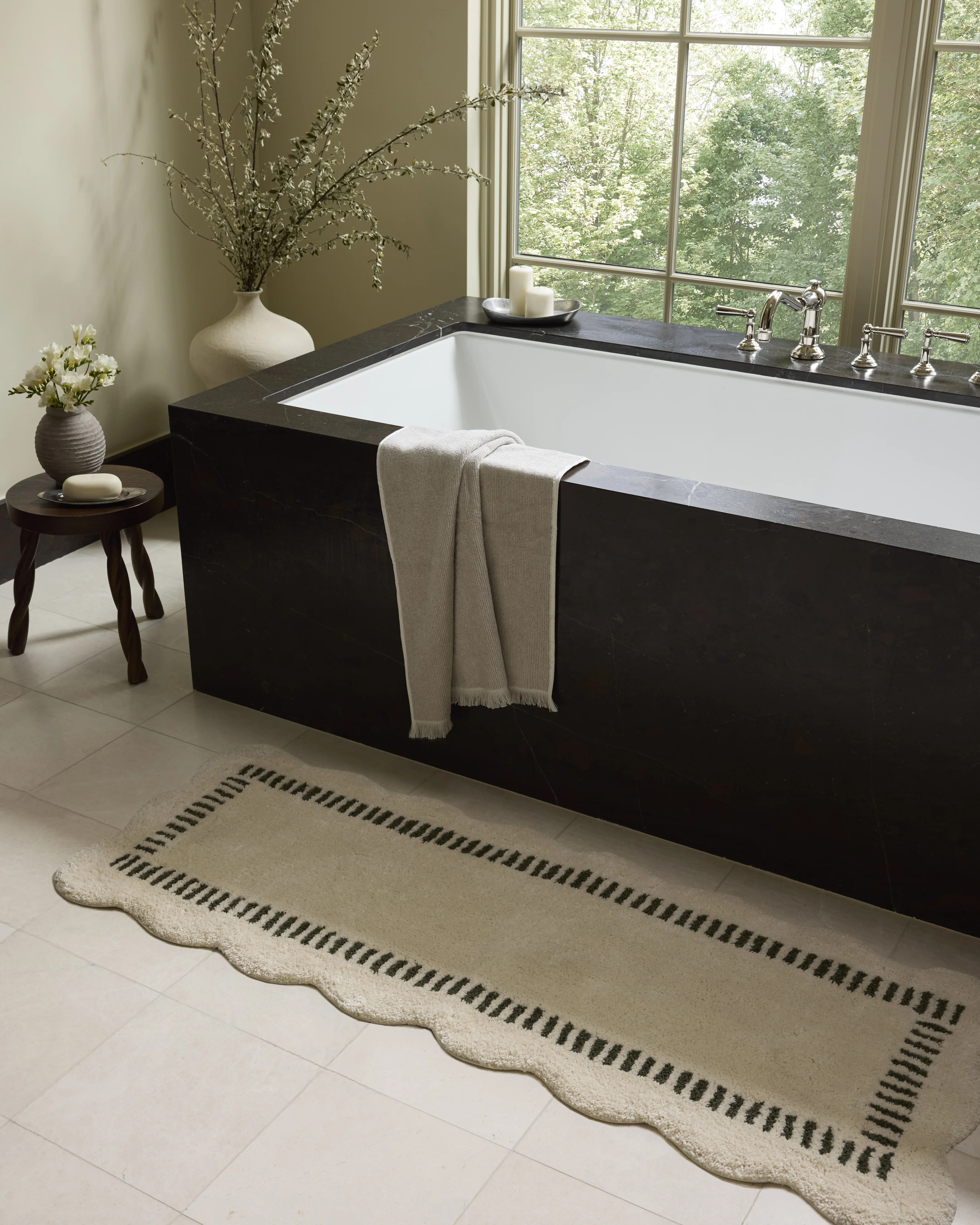 Chris Loves Julia x Loloi Valerie Ivory / Green Bath Mat | Wayfair | Wayfair North America
