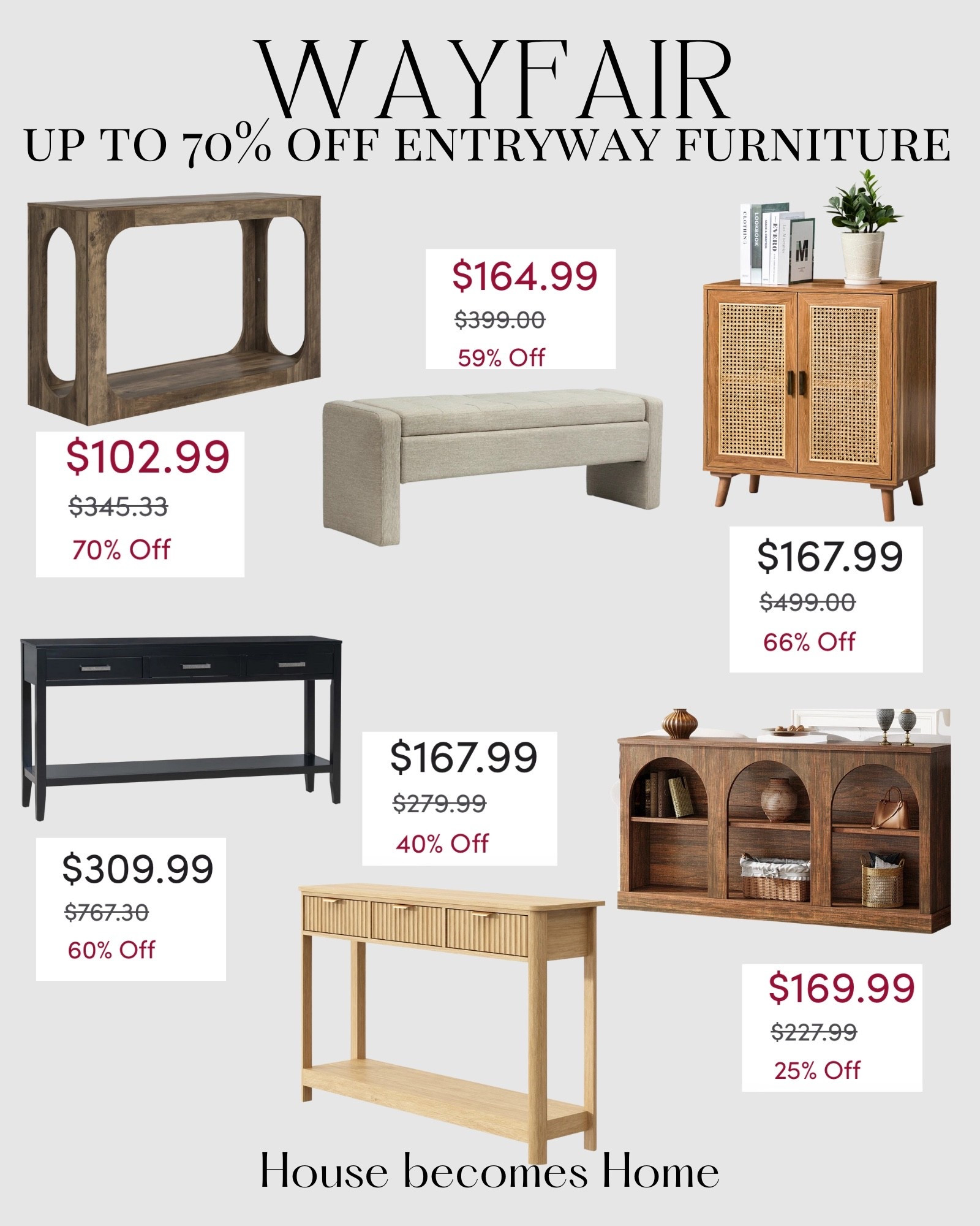 Wayfair sale! Up to 70% off entryway furniture !

#LTKSeasonal #LTKSaleAlert #LTKHome