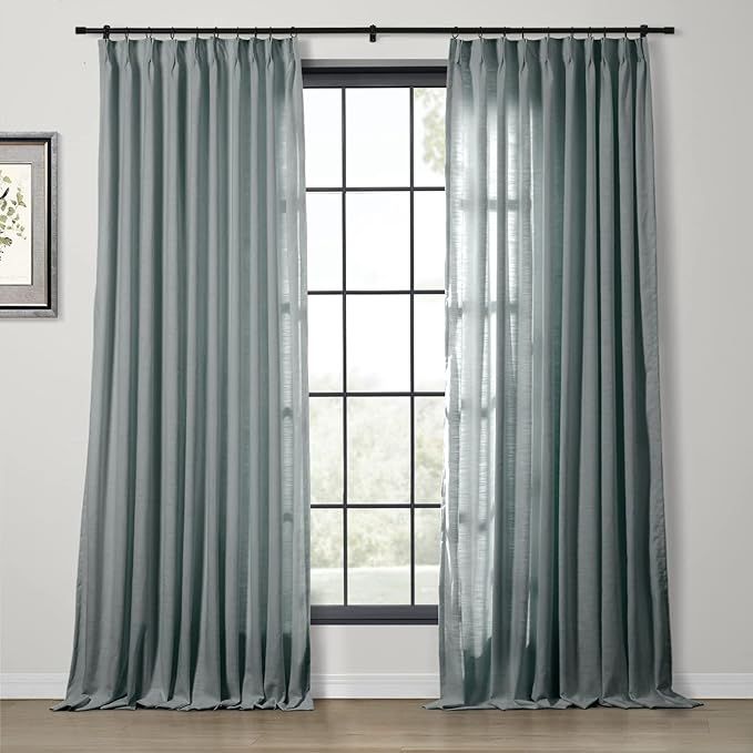 ChadMade 2 Panels 50 Inch Wide by 96 Inch Long Linen Cotton Curtains Room Darkening Pinch Pleated... | Amazon (US)