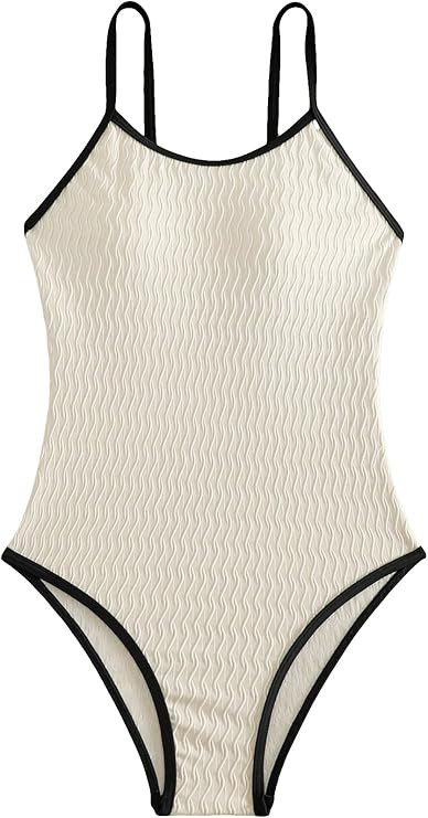 Floerns Women's One Piece Swimsuit Contrast Binding Tummy Control Monokini Swimwear | Amazon (US)