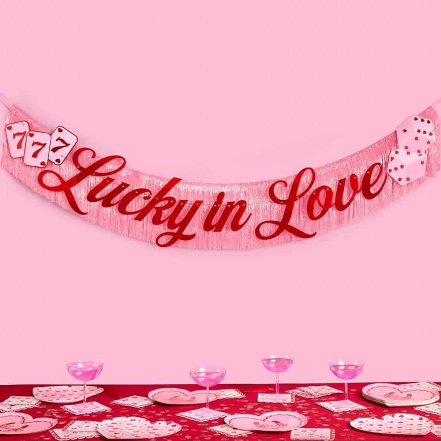 xo, Fetti Lucky in Love Fringe Banner - Red Foil & Pink Iridescent, 5 Ft. | Western Bachelorette ... | Amazon (US)
