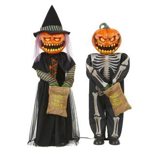 Home Accents Holiday 3 ft Halloween Animated LED Pumpkin Twins Halloween Animatronic 22PA36370 - ... | The Home Depot