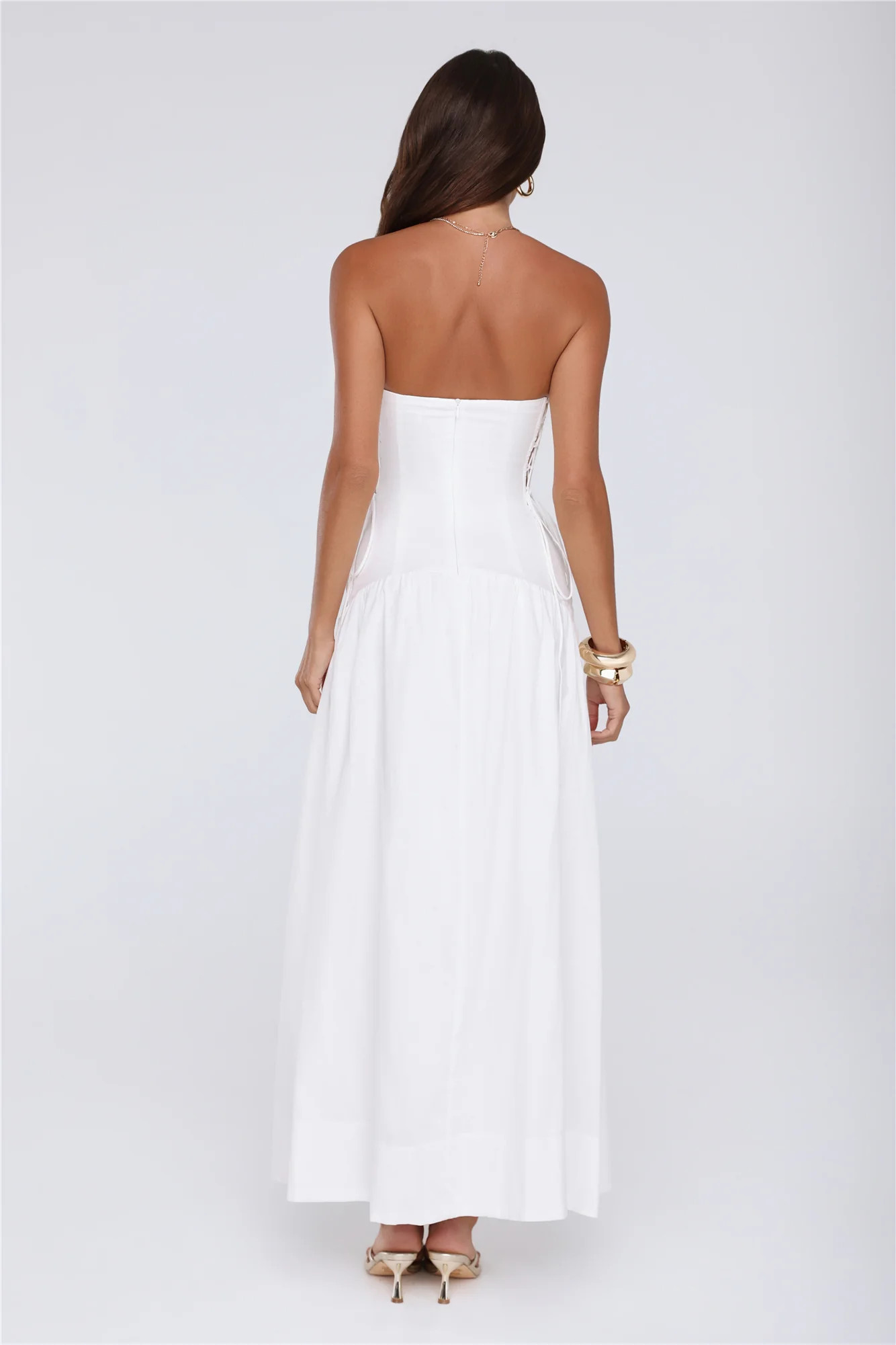 Just Feels Right Linen Blend Strapless Maxi Dress White | Hello Molly (US)