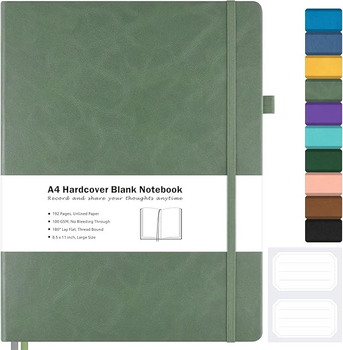 Blank Notebook, Hardcover Sketch Book, 8.5" x 11" Large Blank Journal, No Bleed Thick Paper Sketc... | Amazon (US)