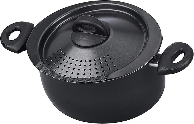 Bialetti - 7265 Bialetti Oval 5.5 Quart Pasta Pot with Strainer Lid, Nonstick, 1, Black | Amazon (US)