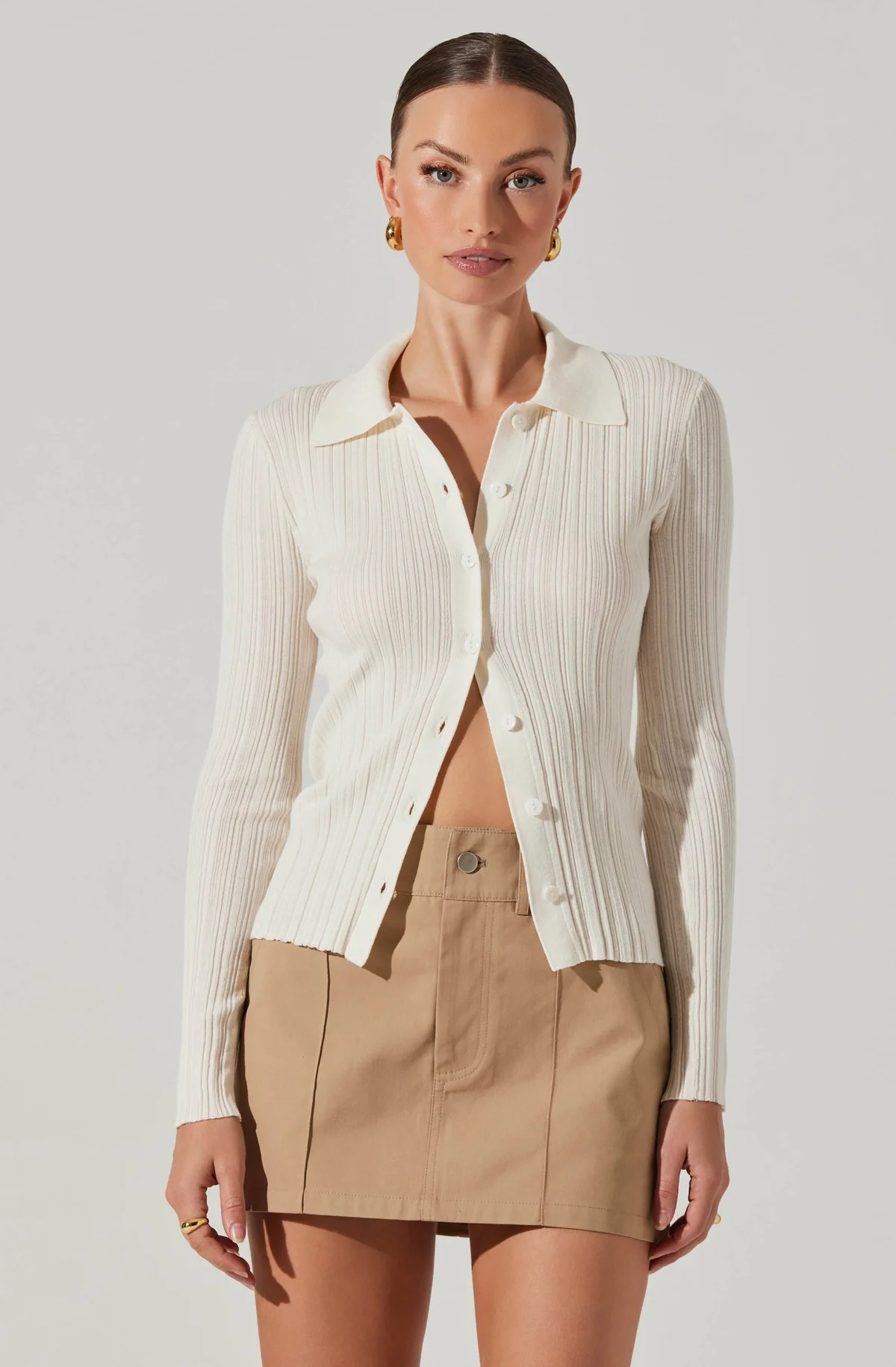 Eliot Collared Button-Up Sweater | ASTR The Label (US)