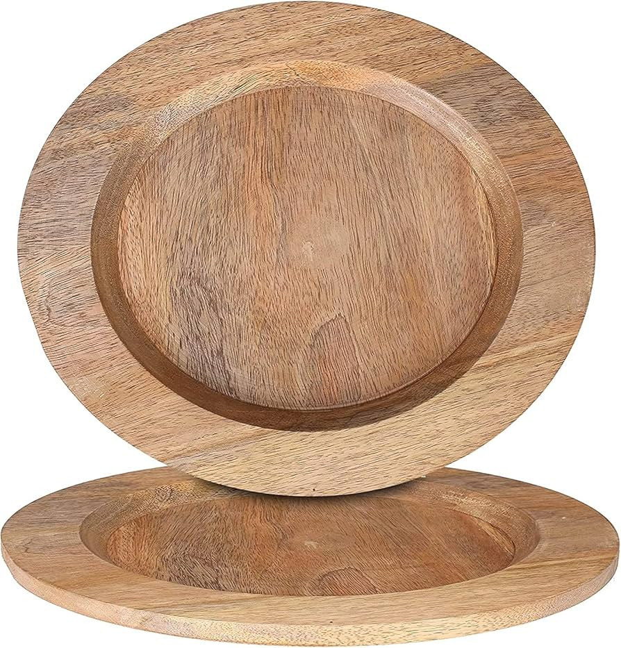 Wood Service Plates - 13" Dinnerware Buffet Plate Round Thanksgiving Charger Plate Centerpiece Di... | Amazon (US)