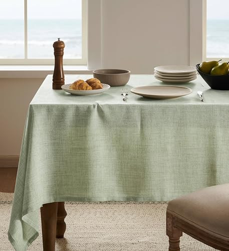 YZJZEDS Linen Tablecloth for Square Table 52x52 Inch Green, Farmhouse Style Sage Green Tablecloth, Water Resistant Burlap Tablecloths for Dining Table Farmhouse Kitchen | Amazon (US)