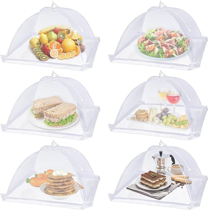 Lauon Large Food Cover,6 Pack Mesh Food Tent,17"x17",White Nylon Covers,Pop-Up Umbrella Screen Te... | Amazon (US)
