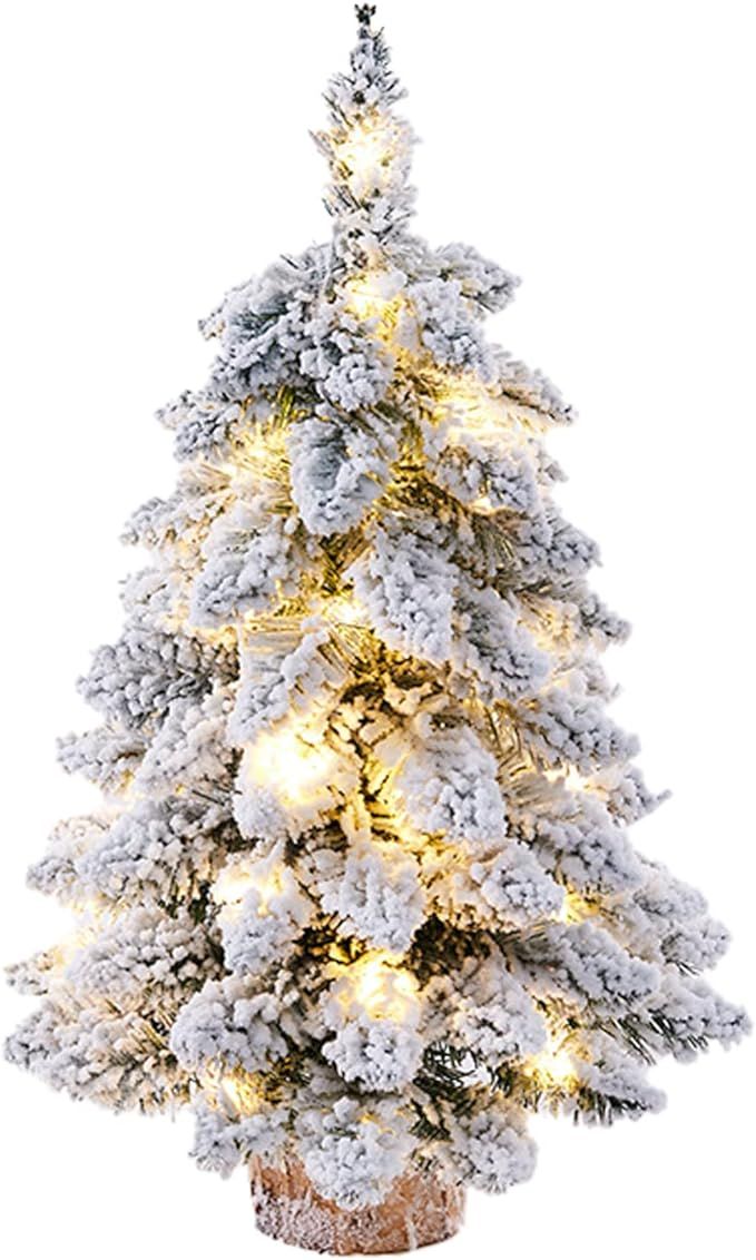 DCQRY Prelit Mini Christmas Tree, 18Inch Tabletop Flocked Christmas Tree with Lights and Wood Bas... | Amazon (CA)