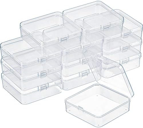 SATINIOR 12 Pack Bead Organizer Box Small Clear Plastic Beads Storage Containers Box with Hinged ... | Amazon (US)