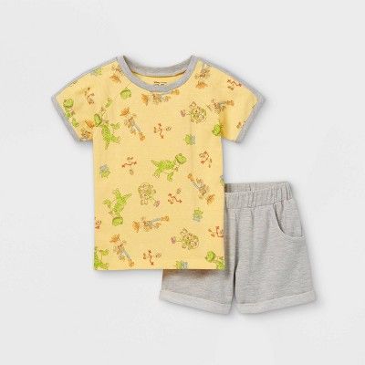 Toddler Boys' Toy Story Short Sleeve French Terry Top and Bottom Set - Yellow | Target