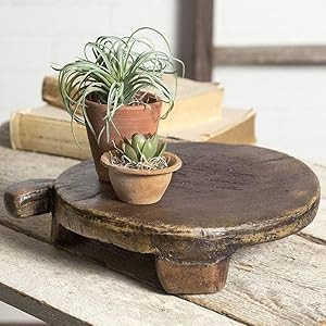 CTW Home Collection Primitive Round Breadboard, 12"W x 10"D x 3"T, Brown, Resin | Amazon (US)