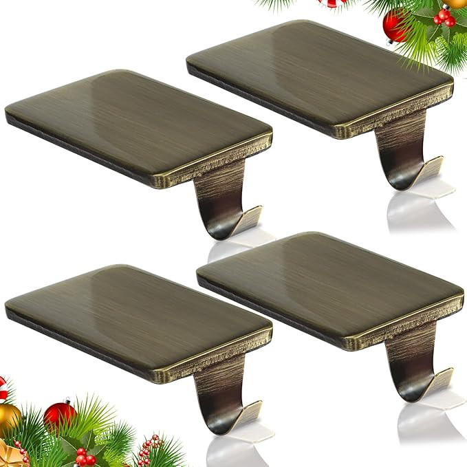 HMASYO Christmas Stocking Holders for Mantle Set of 4, Heavy Duty Cast Iron Stocking Hangers Base... | Amazon (US)