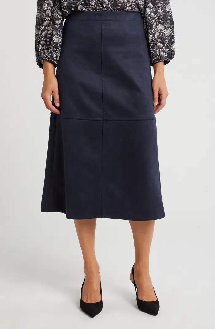 MAX STUDIO Faux Suede A-Line Midi Skirt | Nordstromrack | Nordstrom Rack
