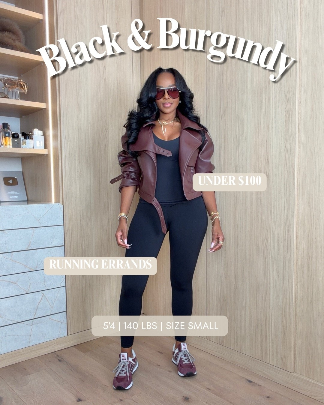 Scroll to shop! ✨

Black + burgundy is taking over fall 🍷🖤 This burgundy faux leather moto jacket with sleek black leggings and matching sneakers gives the easiest sporty-chic fall look—and the jacket is under $100!

burgundy leather jacket women, burgundy moto jacket, faux leather jacket women, burgundy jacket outfit, black leggings outfit, black and burgundy outfit, fall outfit women 2026, fall fashion trends women, sporty chic outfit women, elevated athleisure outfit, leggings and leather jacket outfit, burgundy sneaker outfit, petite fall outfit, casual fall outfit women, under $100 fall fashion, kirasfashionfinds

Wearing: Size Small/4 | 5'4" | 140 lbs | 34D-27-40

📲 Download the FREE LTK app & follow @kirasfashionfinds to shop all my daily finds.

#LTKPetite #LTKSeasonal #LTKActive