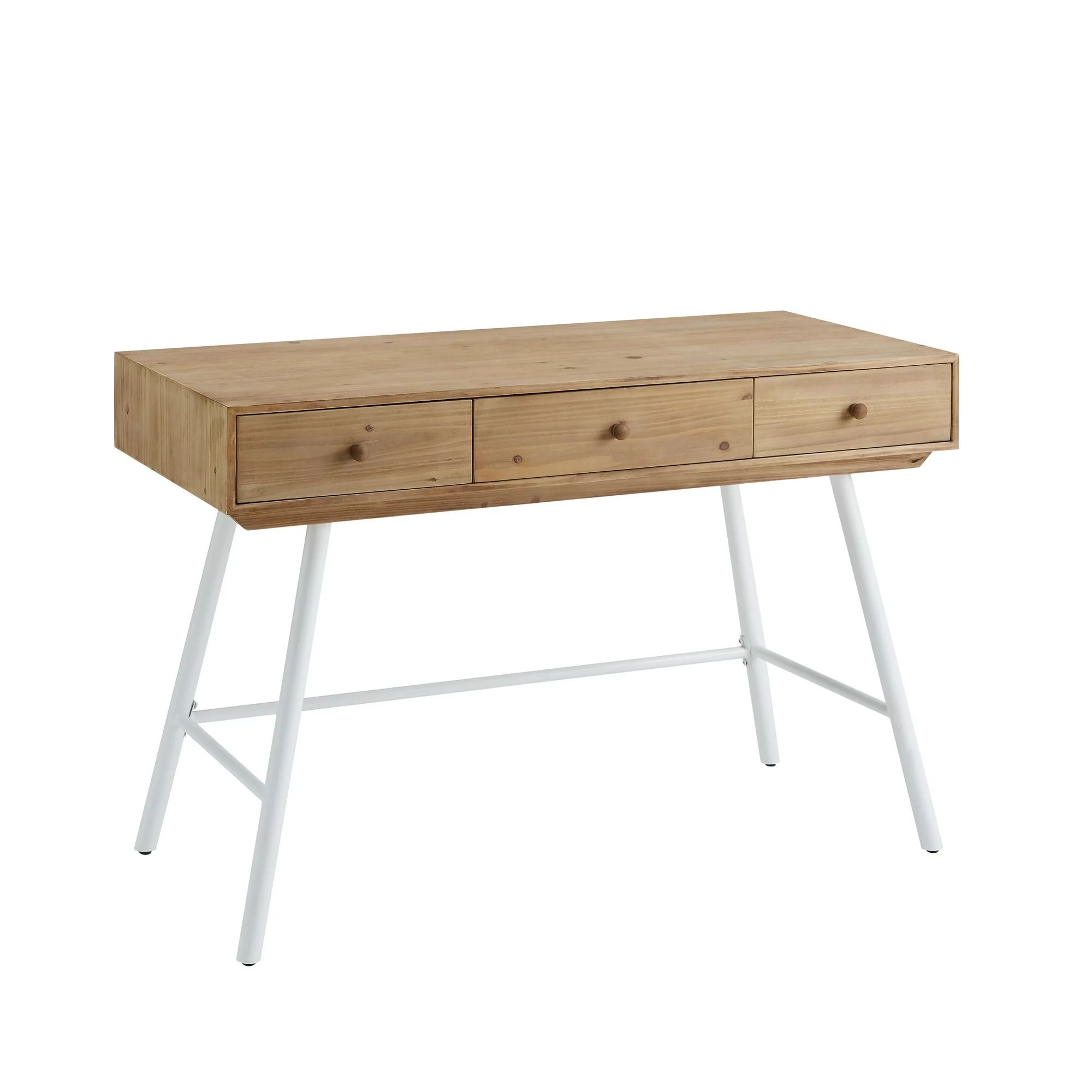 Linon Kessinger 44" Writing Desk with 3 Drawers, Natural and White | Walmart (US)
