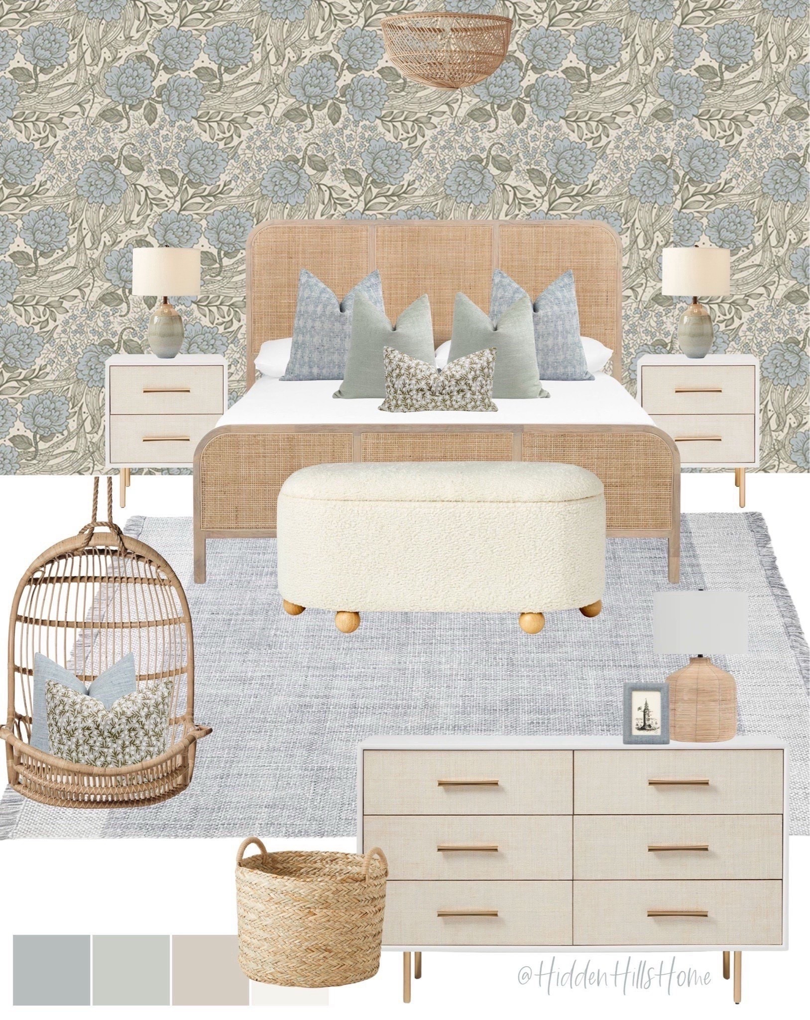 Teen girls bedroom mood board, modern transitional girls bedroom, cane bed, floral wallpaper for teen girls bedroom #bed


#LTKKids #LTKHome #LTKSaleAlert