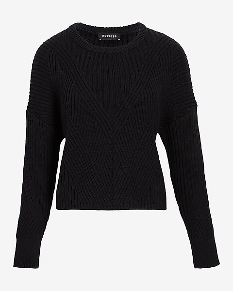 Ribbed Design Crew Neck Sweater | Express