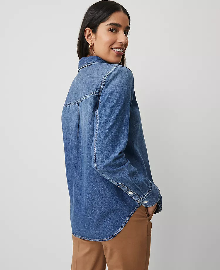 Weekend Collection Denim Pocket Shirt | Ann Taylor